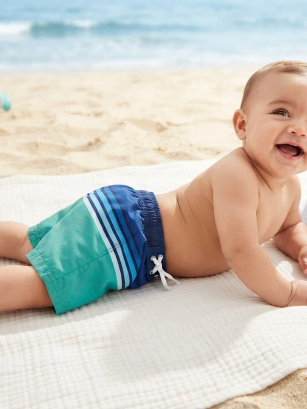OshKosh Bgosh Baby Boys Blue Green Striped Swim Trunks 6M 1H206710